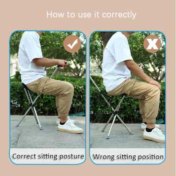 Gambar produk HEIBEI Tongkat Jalan Kursi Lipat 2in1 Foldable Cane Chair Adjustable - HB-201