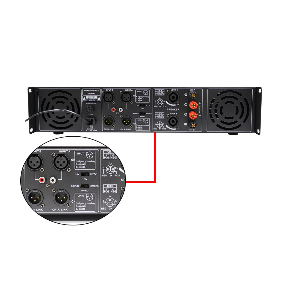 Gambar produk SHUOYI Power Amplifier Professional 2 Channels 100W Home Theatre KTV - FC-A1200