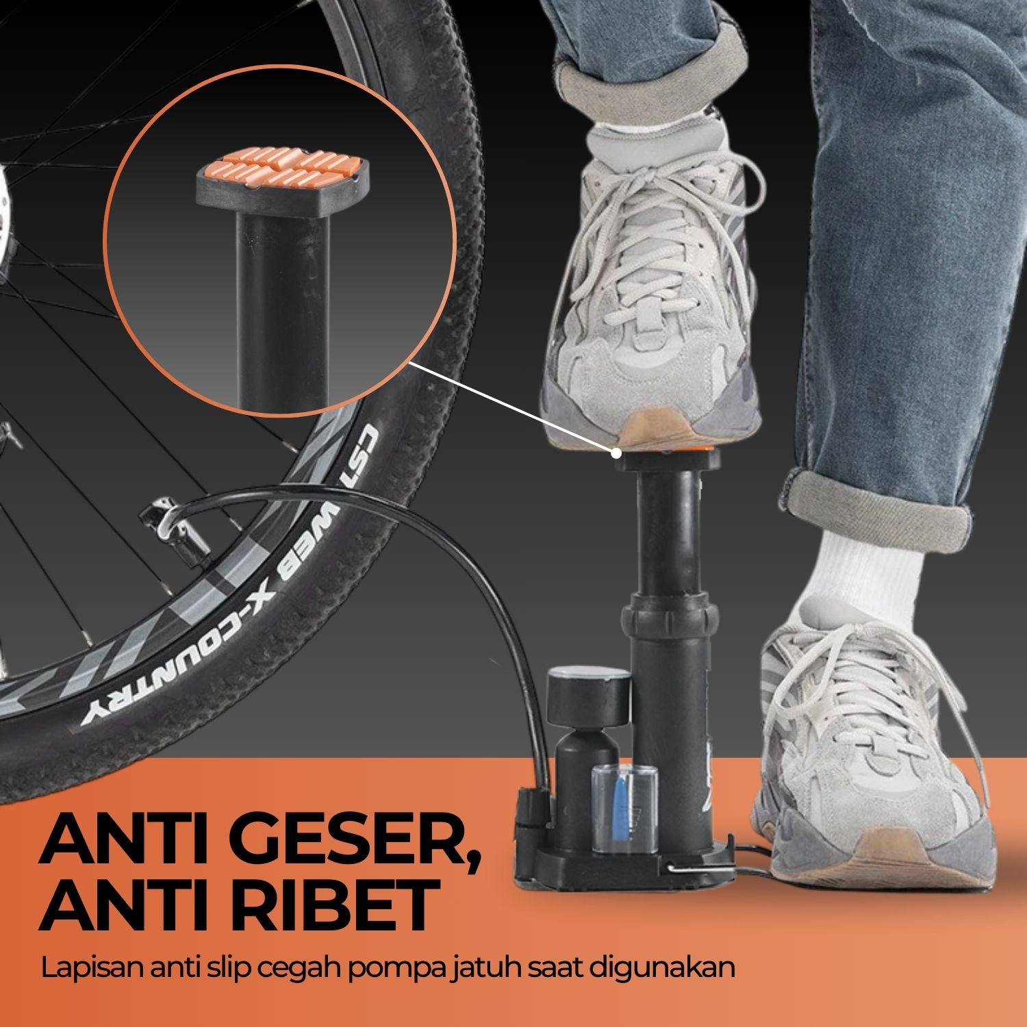 Gambar produk HONOR Pompa Angin Sepeda Serbaguna Portable Pump - FP1540D