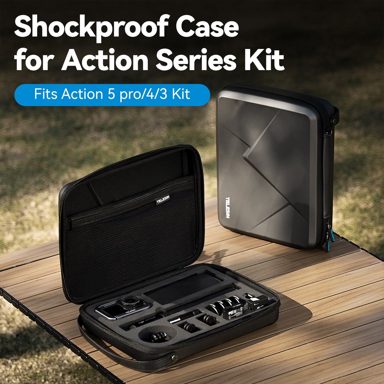 Gambar produk TELESIN Tas Kamera Aksi DJI Osmo Action 3/4/5 Pro Hard Case Waterproof - S6-PRC-05-TDJ