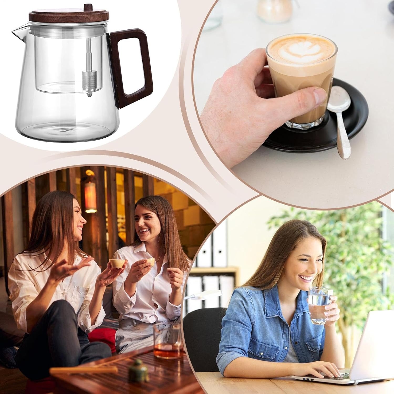 Gambar produk MALAD Teko Teh Kaca Saringan Tahan Panas One Click Filter Teapot 650ml - M-650