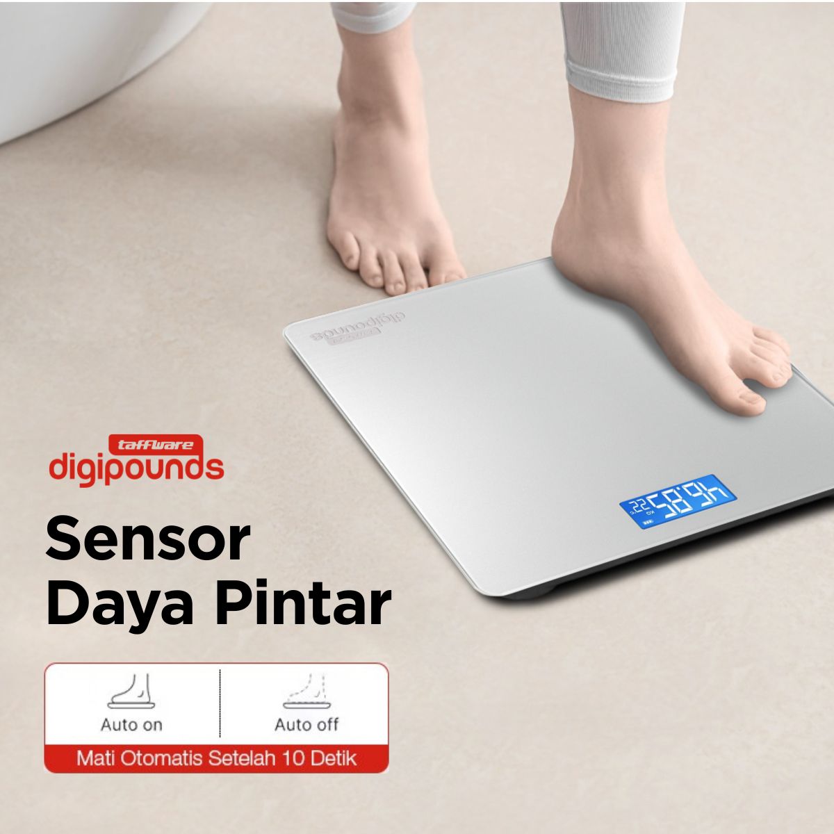 Gambar produk Taffware Digipounds Timbangan Badan Digital Scale Tempered Glass 180kg - CB511
