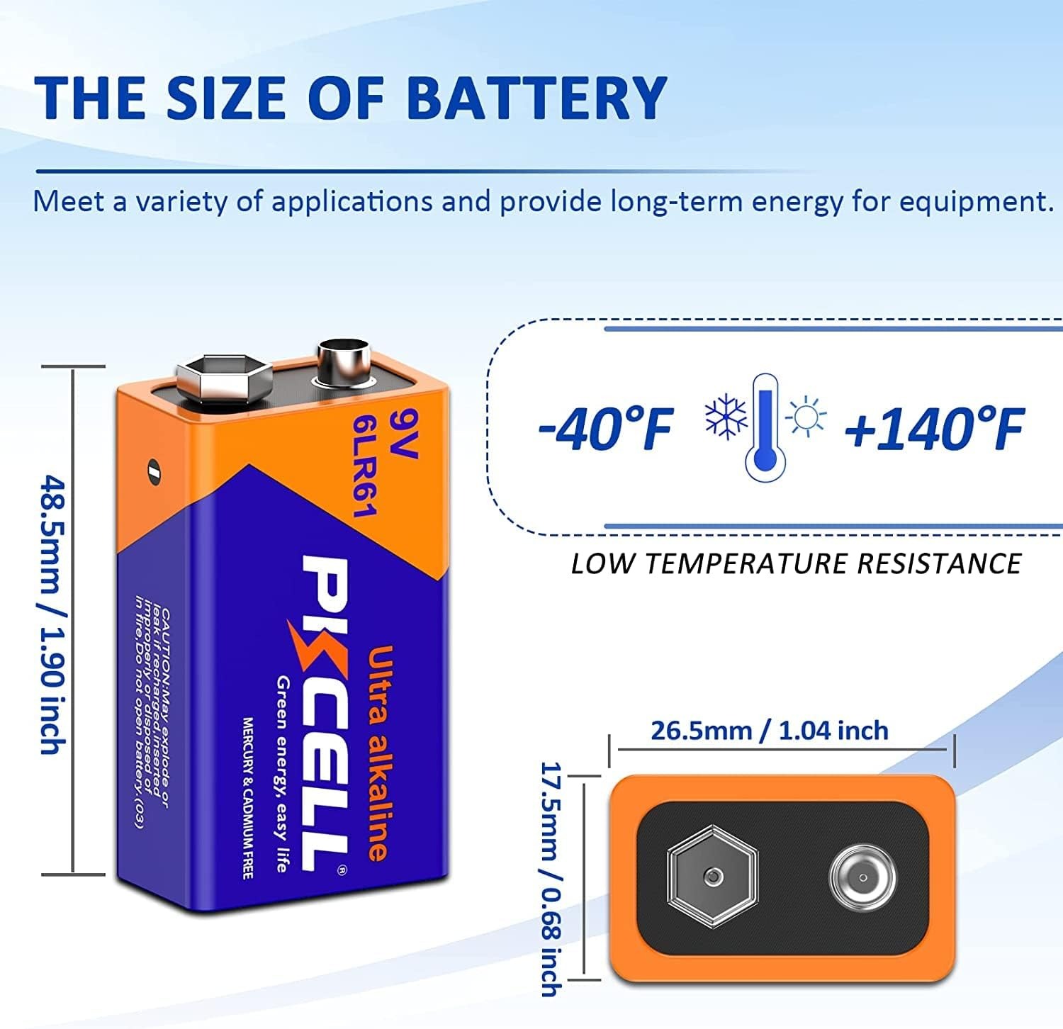 Gambar produk Pkcell Baterai 9V 6LR61 Alkaline 650mAh 1 PCS - PK65