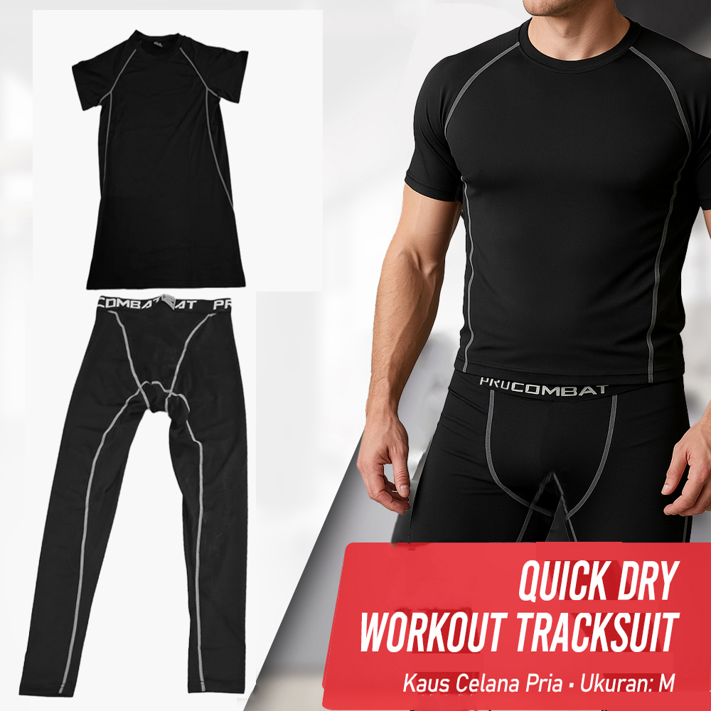 Gambar produk PSVteide Kaos Celana Pria Lengan Pendek Tracksuit Workout Quick Dry M - YY001