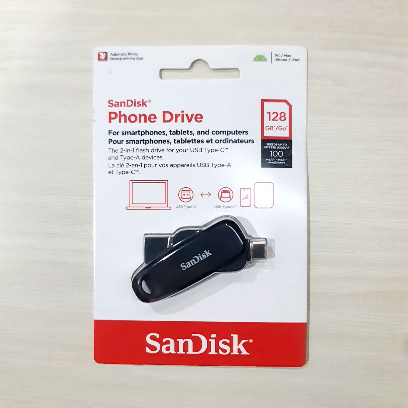 Gambar produk SanDisk Dual-Interface Phone Drive Android USB Type C 3.2 Gen 1 128GB - SDDDC6