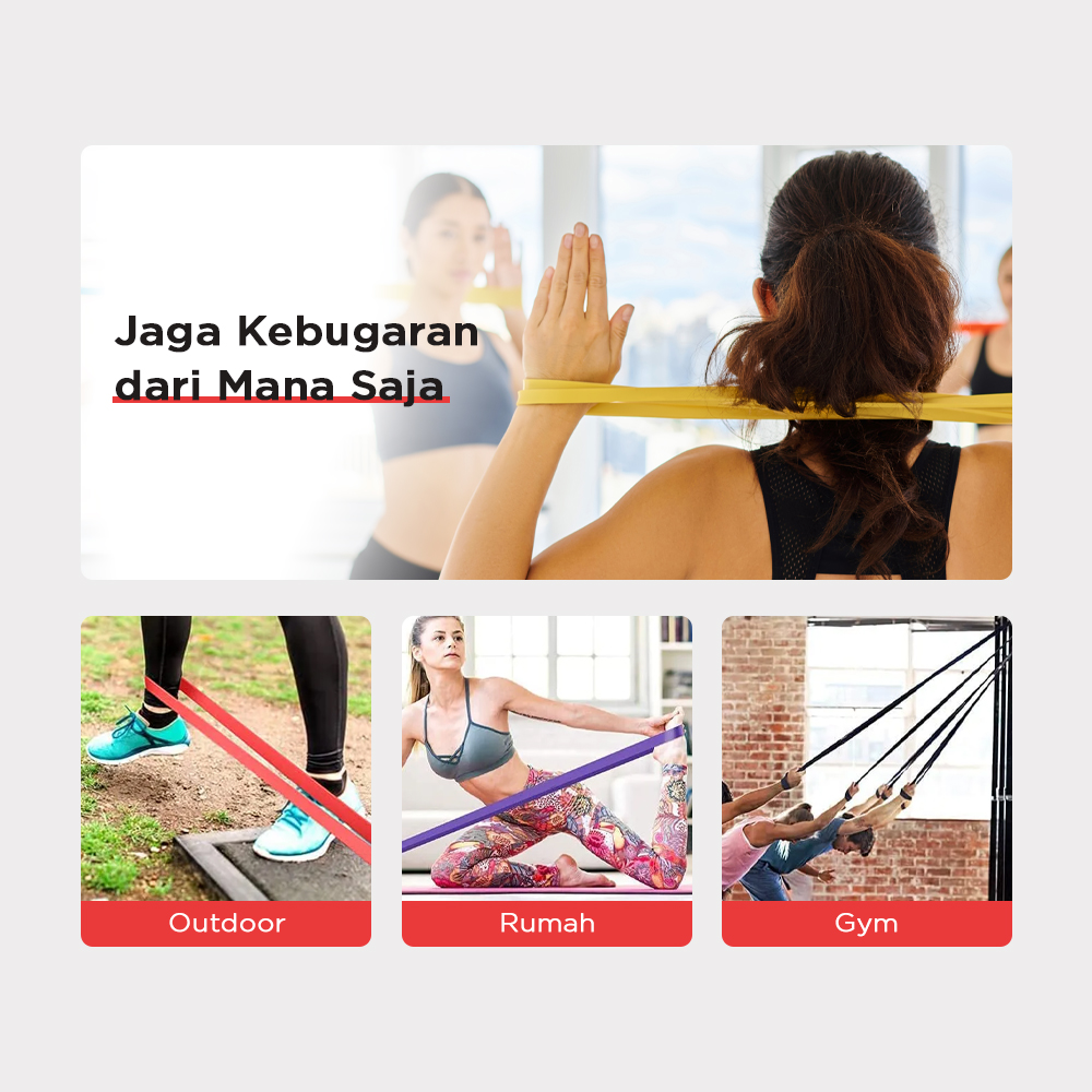 Gambar produk SPORTQ Resistance Band Belt Tali Stretching Yoga Gym Fitness Latex 5-15 LB - SQ-6