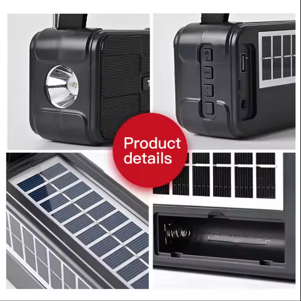 Gambar produk TGK Speaker Bluetooth Portable Solar Charging FM Radio with Senter LED - 2409