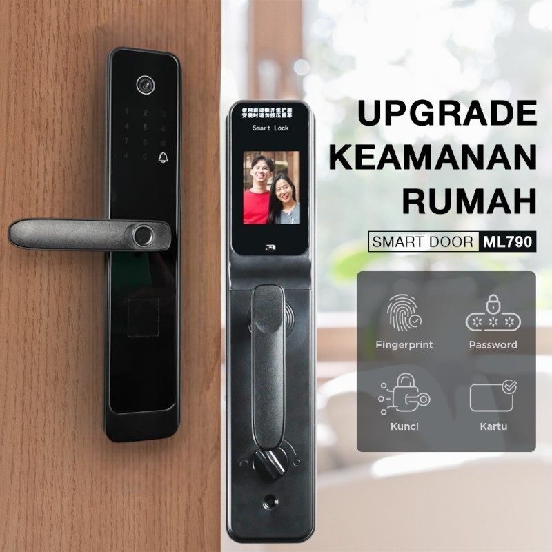 Gambar produk IWIN Smart Door Lock Fingerprint Password Key Card with Camera - ML790