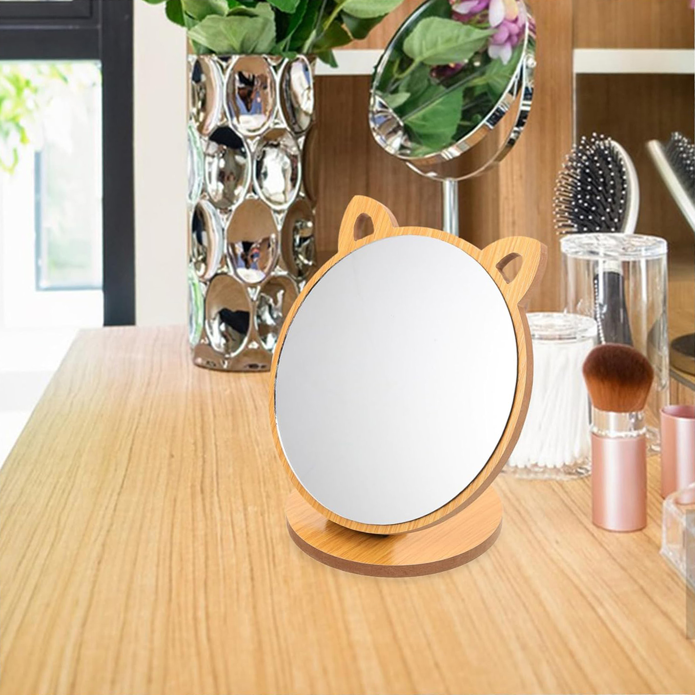 Gambar produk Mira Cermin Rias Mirror Wooden Table Makeup Desktop 12x13x9cm - INU13
