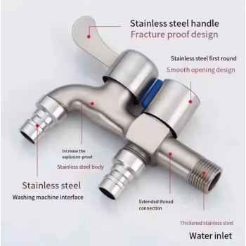 Gambar produk TAOR Keran Air Faucet Double Water Outlet Mop Pool Tap Stainless Steel - TA2