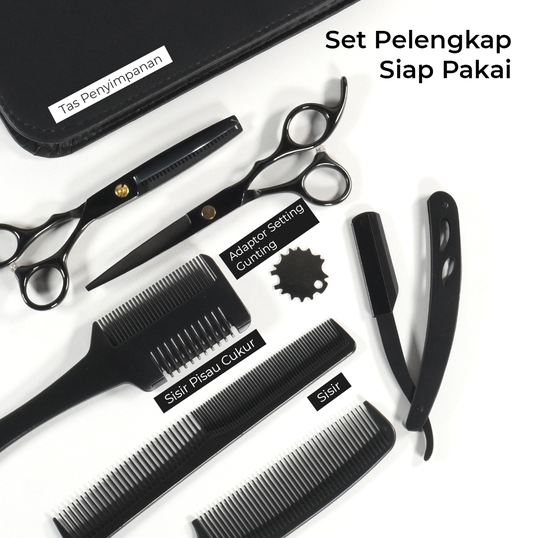 Gambar produk VP Set Gunting Rambut Salon 7in1 Buffing Stainlees Steel 4Cr13 - VP678