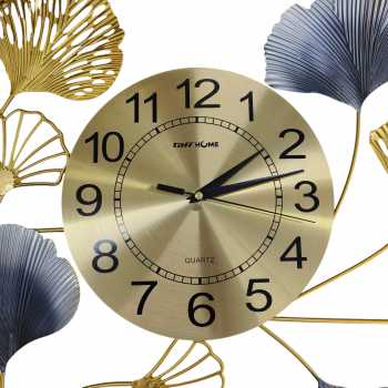 Gambar produk TaffHOME Jam Dinding Besi Elegan Ginkgo Biloba Silent Movement 66cm - 2086C