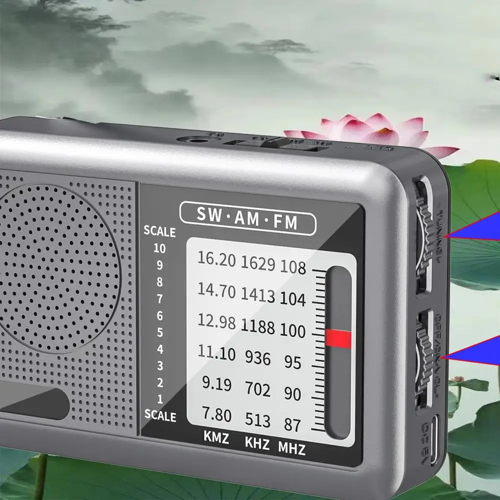 Gambar produk INDIN Portable Radio FM Medium Short Wave Rechargeable 1200mAh - FMSW