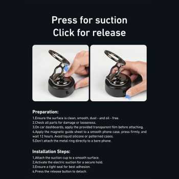Gambar produk TELESIN Phone Holder Magnetic Foldable 360 Adjustable Electric Suction - P3-SUS-04
