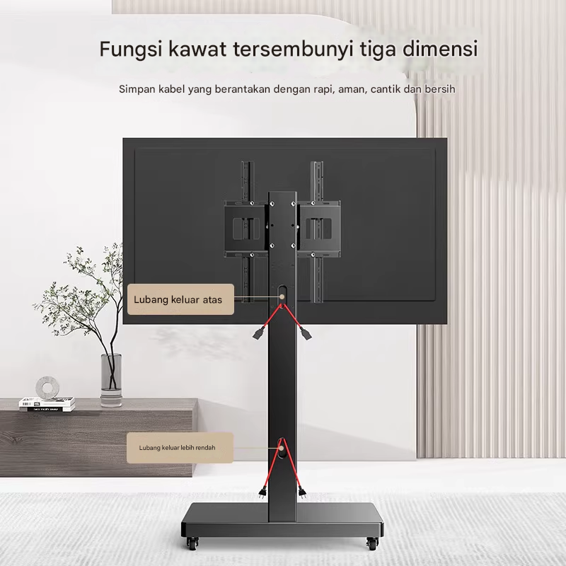 Gambar produk DALARAN Bracket TV Floor Stand Wheel VESA 400 x 400 for 26-55 Inch TV - KM-1600