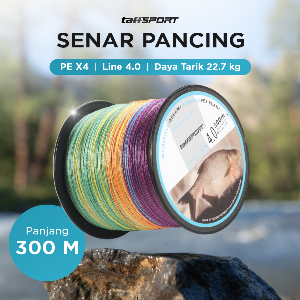 Gambar produk TaffSPORT Senar Tali Pancing 4 Braided Fishing Line Strong PE 300M Number 4.0# - DM3