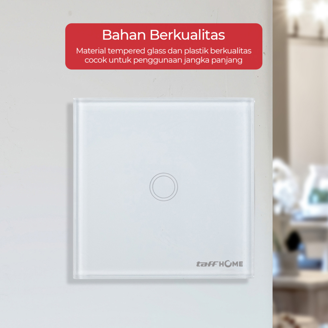 Gambar produk TaffHOME Saklar Lampu Luxury Touch LED Light Panel 1 Gang - AO-001