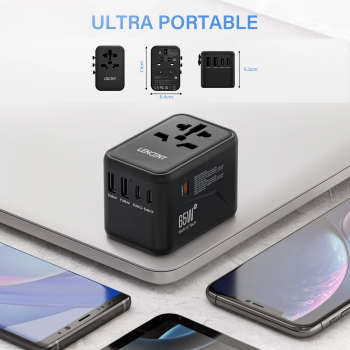 Gambar produk LENCENT Universal Travel Adaptor Multi Port USB Type C UK EU USA 65W - HHT906