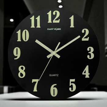Gambar produk TaffHOME Jam Dinding Bulat Quartz Luminous Glow in The Dark 30cm - Win30