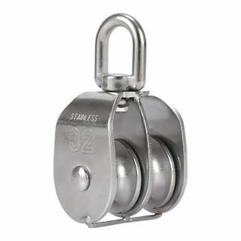 Gambar produk ASOL Katrol Kerekan Mini Swivel Pulley Stainless Steel Double Wheel M32