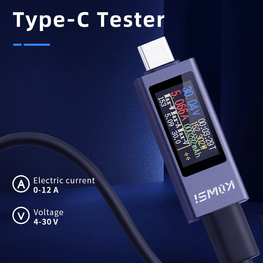 Gambar produk KOWSI Voltmeter Ammeter Type C Digital Display OLED 30V 12A 360W - KWS-2302C