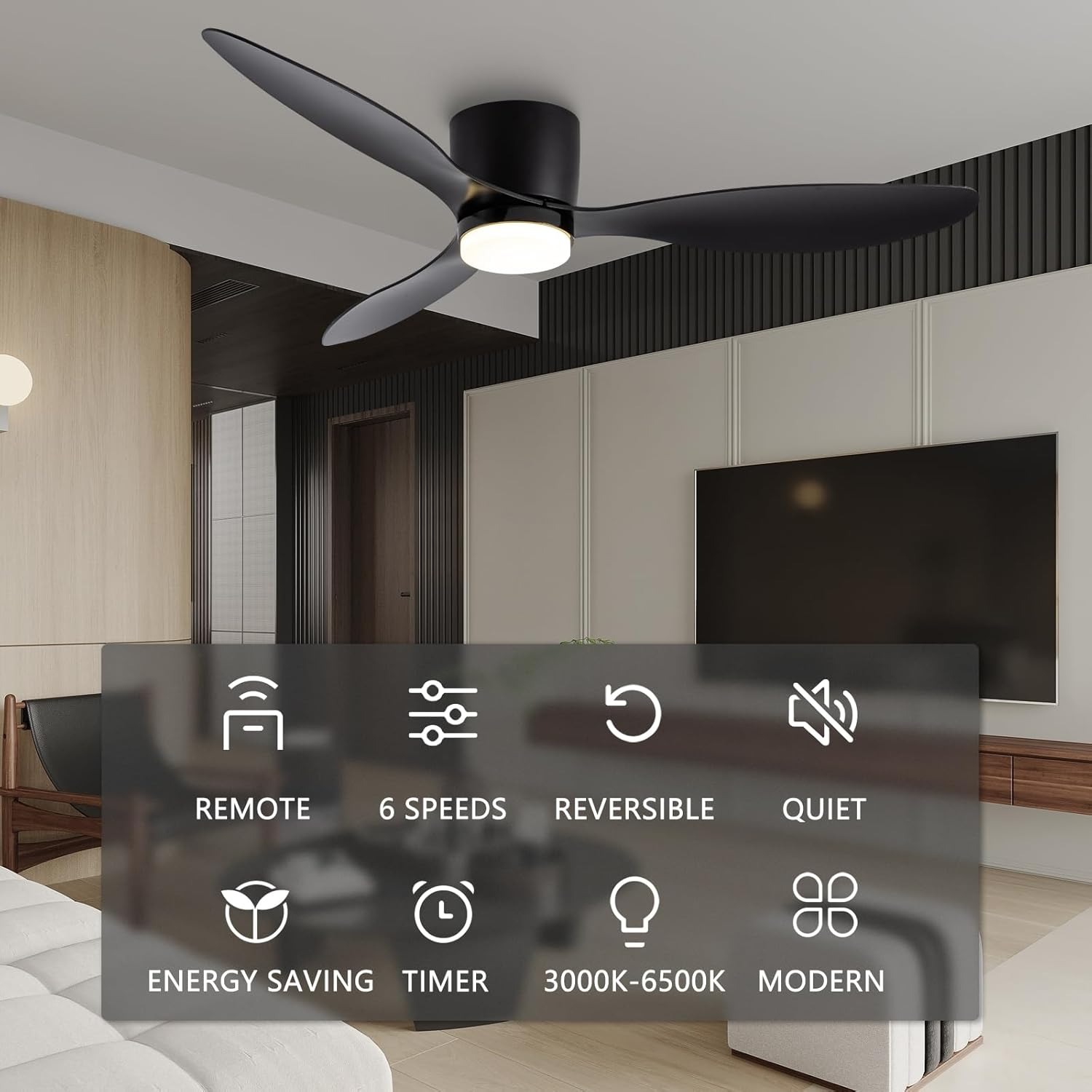 Gambar produk SOVE Kipas Angin Gantung Plafon Ceiling Fan 52 Inch with LED Light - FS2008