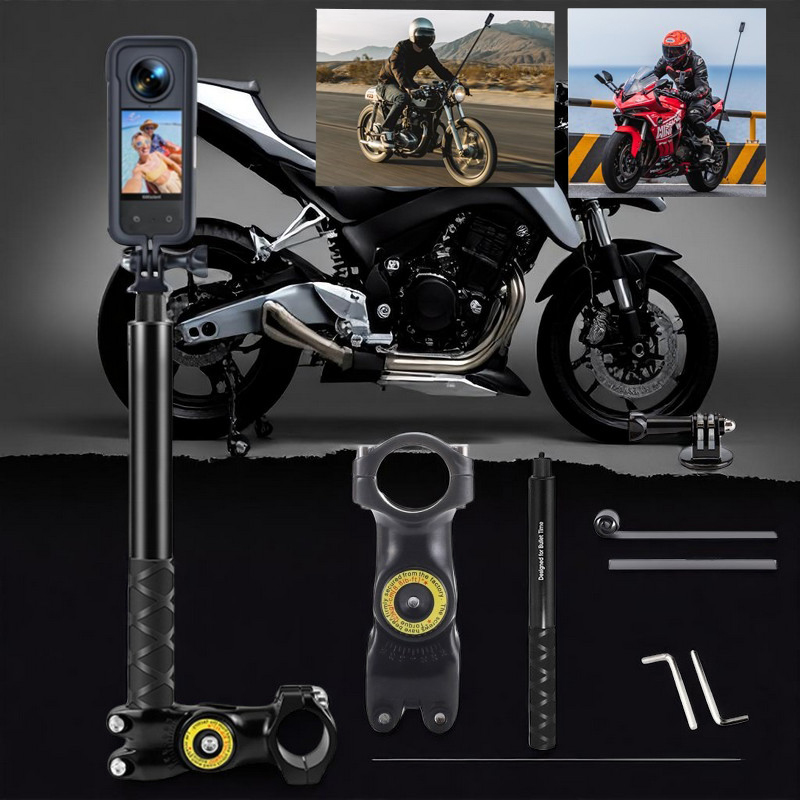 Gambar produk PINGWEN Clamp Bracket Mount Motorcycle Monopod Selfie Stick Insta360 - 556PU817