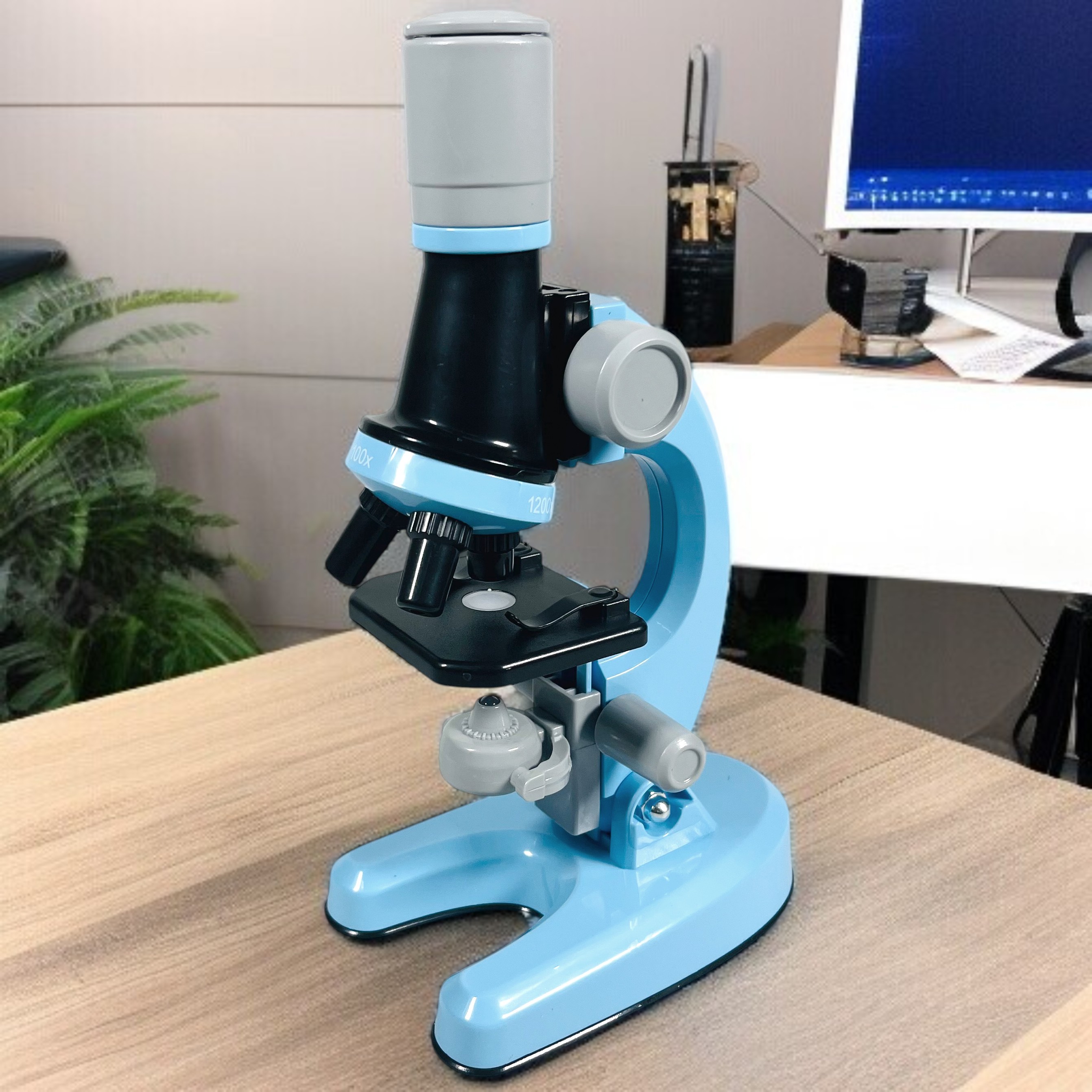 Gambar produk Eyebre Mikroskop Monokuler Pengamatan LED Science Microscope 100-1200x - 1012