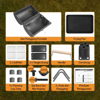 Gambar produk Xbess Alat Panggang Arang Portable BBQ Outdoor Grill Stove with Pan - K-707