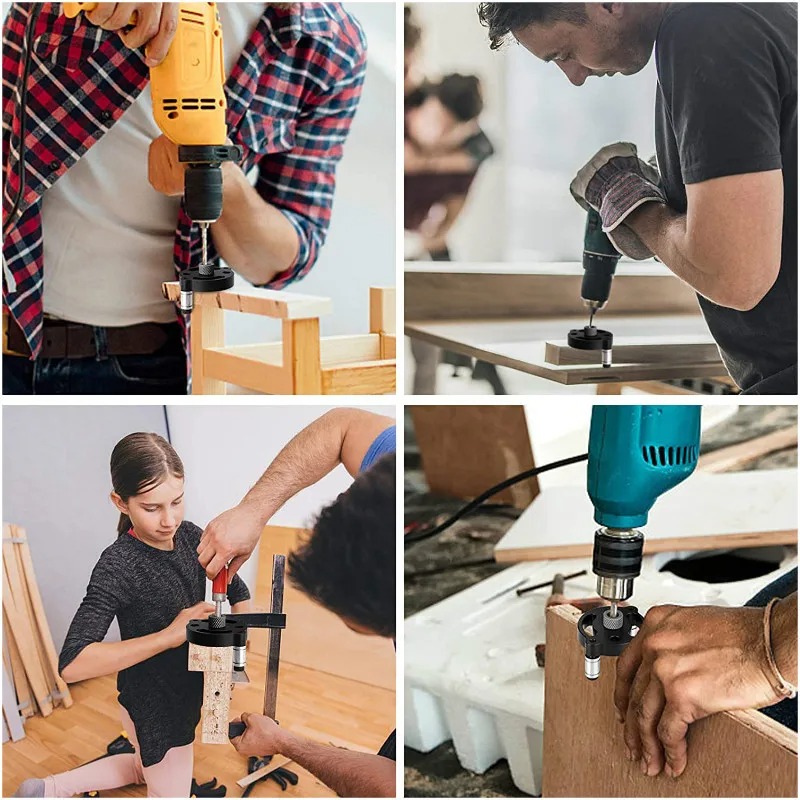 Gambar produk FNICEL Dowelling Jig Hole Puncher Alat Pelubang Bor Guide DIY Woodwork - FN152
