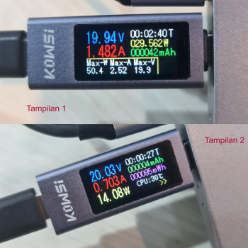 Gambar produk KOWSI Voltmeter Ammeter Type C Digital Display OLED 30V 12A 360W - KWS-2302C