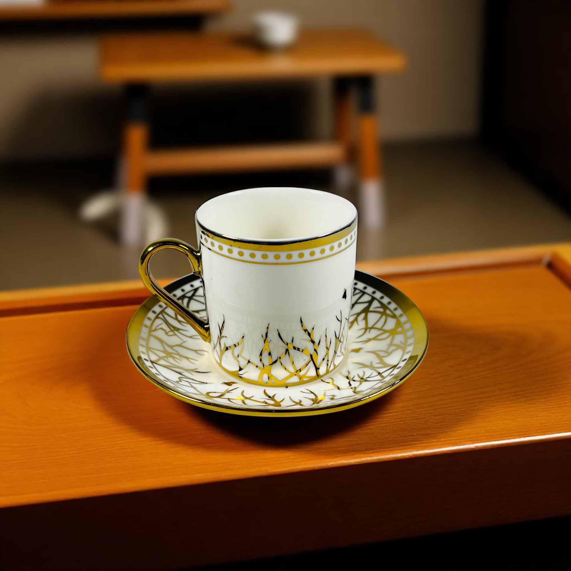 Gambar produk ONLYJIA Set Cangkir Kopi Keramik 6in1 Plated Pattern Coffee Cup 90ml Twig - DW3355