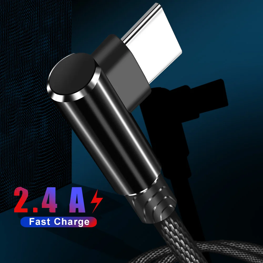 Gambar produk OLF Kabel Charger USB Type C Multifungsi L Shape Braided 2.4A/5V 2M - OL951
