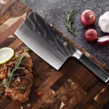 Gambar produk Huohou Pisau Daging Damascus Pattern Steel Cleaver Knife - HU0196