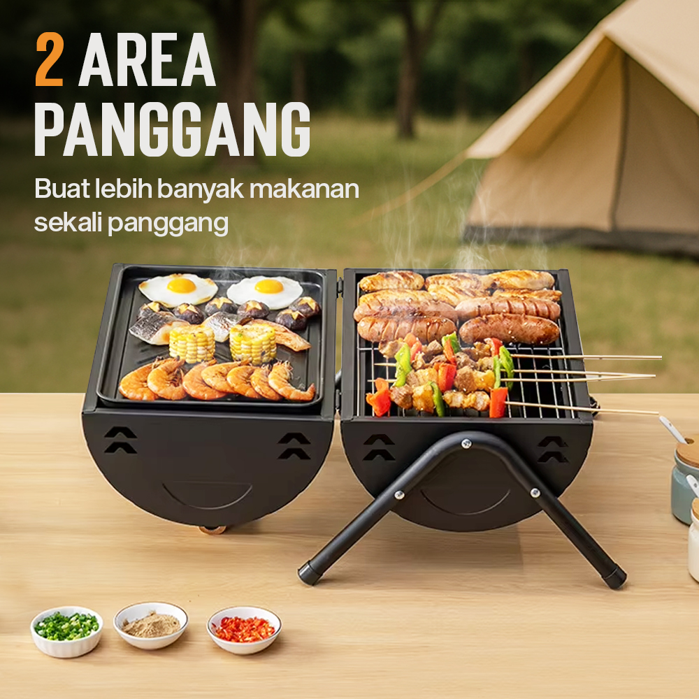 Gambar produk Xbess Alat Panggang Arang Portable BBQ Outdoor Grill Stove with Pan - K-707