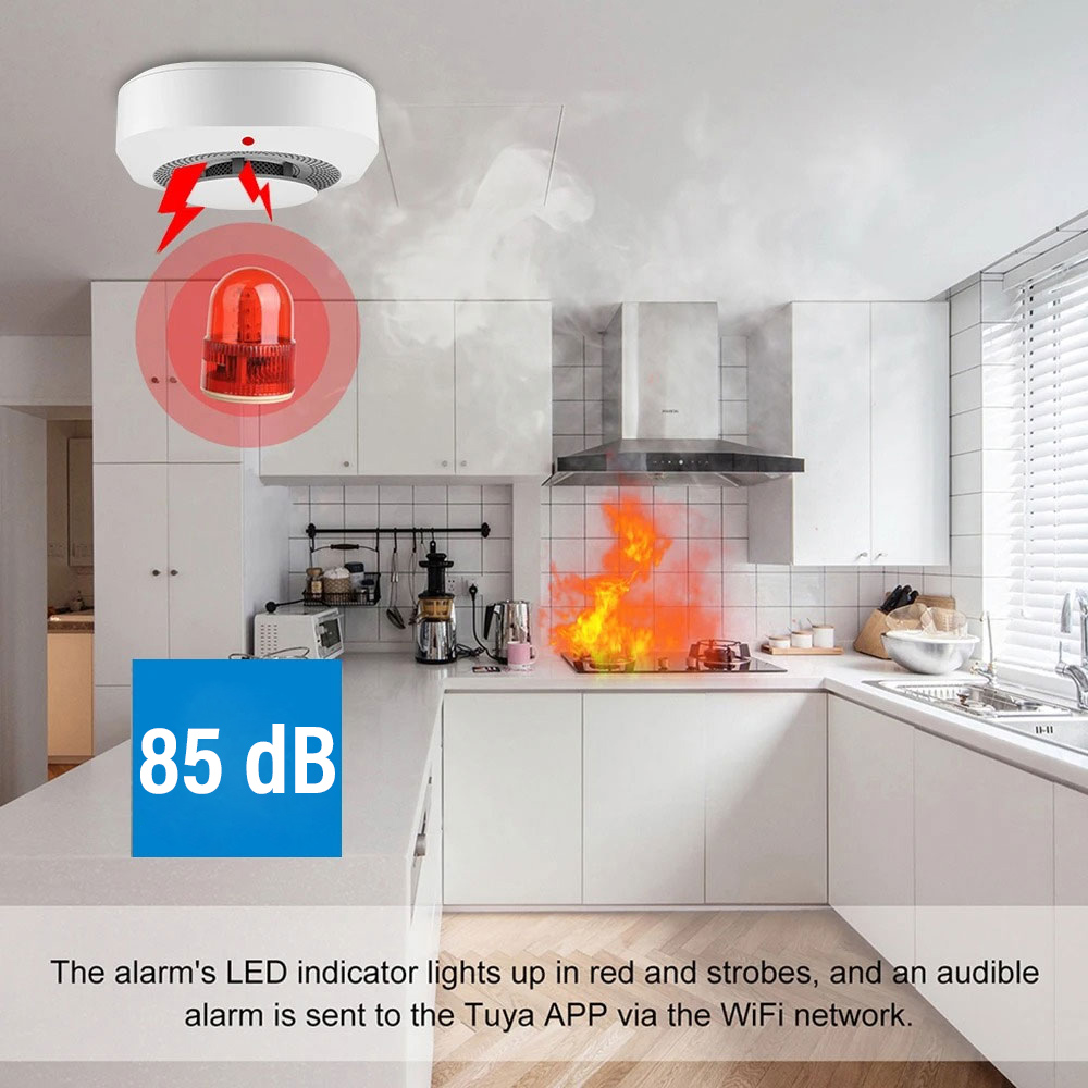 Gambar produk XIMIJI Smoke Detector Alat Pendeteksi Asap Kebakaran Tuya App 85dB Wi-Fi - PG-S11