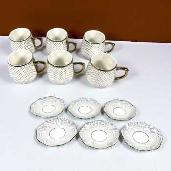 Gambar produk ONLYJIA Set Cangkir Kopi Keramik 6in1 Plated Pattern Coffee Cup 90ml Dots - DW3354