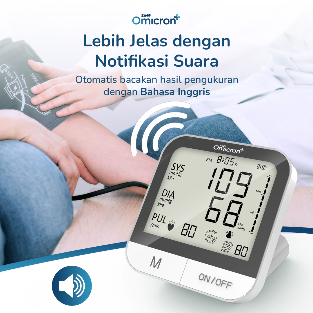 Gambar produk TaffOmicron Tensimeter Digital Pengukur Tekanan Darah English Voice - BMP-A7VL
