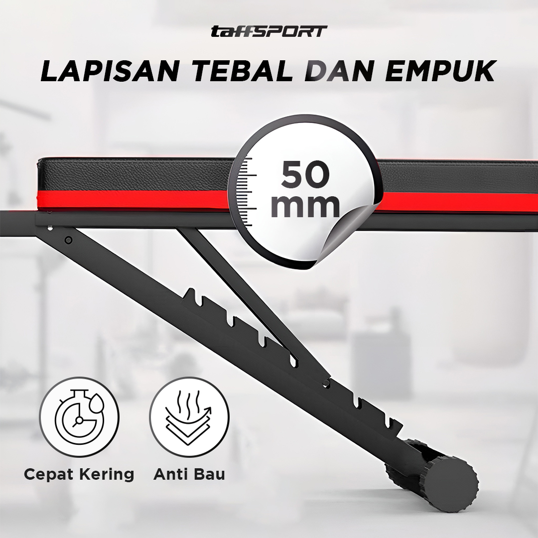 Gambar produk TaffSPORT Alat Fitness Gym Abdominal Perut Bench Press Foldable - AD-23