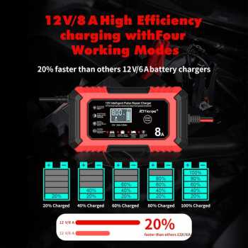 Gambar produk RJ Tianye Charger Aki Mobil Motor Accu Battery LiFePO4 12V 8A 4-150Ah - RJ-C120801A