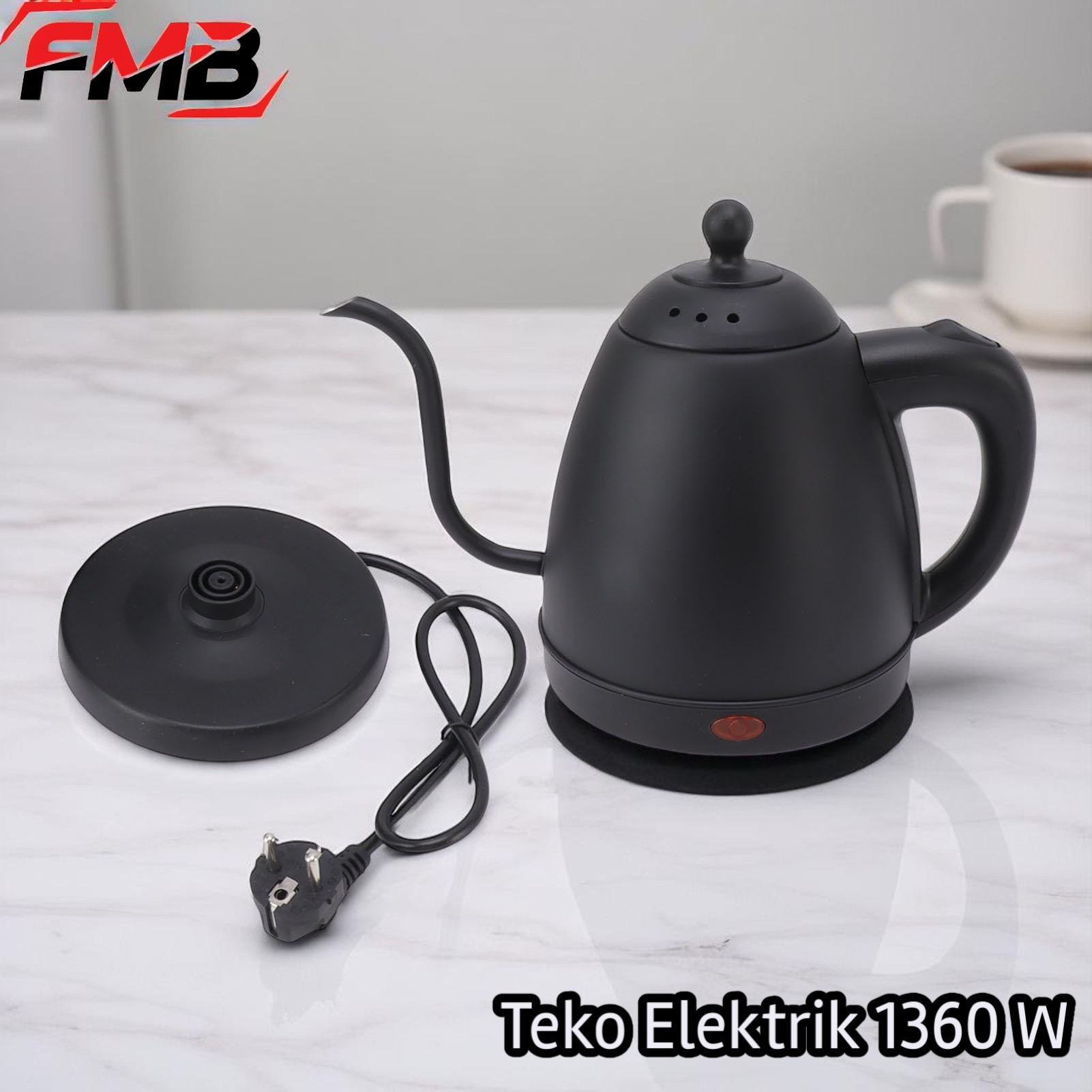 Gambar produk FMB Teko Listrik Kopi Pemanas Air Leher Angsa Pour Over 1360W - INU101