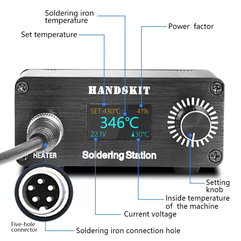 Gambar produk Handskit Solder Station Adjustable Temperature Anti-Static OLED 72W - T12D
