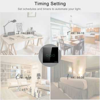 Gambar produk TaffHOME Saklar Lampu Wireless WiFi Remote Tuya Alexa Touch Control 3 Gang - TH86