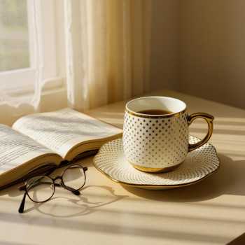 Gambar produk ONLYJIA Set Cangkir Kopi Keramik 6in1 Plated Pattern Coffee Cup 90ml Dots - DW3354
