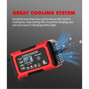 Gambar produk RJ Tianye Charger Aki Mobil Motor Accu Battery LiFePO4 12V 8A 4-150Ah - RJ-C120801A