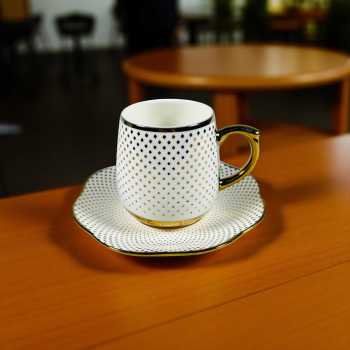 Gambar produk ONLYJIA Set Cangkir Kopi Keramik 6in1 Plated Pattern Coffee Cup 90ml Dots - DW3354