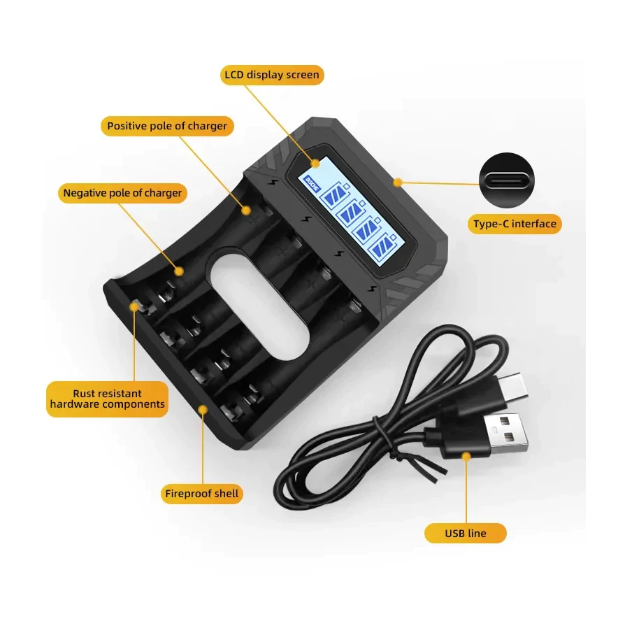 Gambar produk CANBU Charger Baterai Rechargeable 4 Slot AA AAA Intelligent Display 4 Cell - MS-5D15