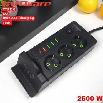 Taffware Stopkontak USB Type C EU Plug Wireless Charging 2500W - QL-1080U