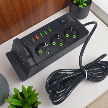 Gambar produk Taffware Stopkontak USB Type C EU Plug Wireless Charging 2500W - QL-1080U