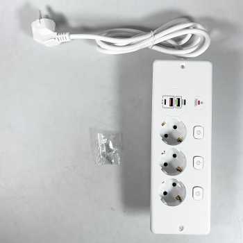 Gambar produk ANW Stop Kontak 3 Lubang Model Tanam USB EU Plug 250V 3250W 1.8M - BKL-E68